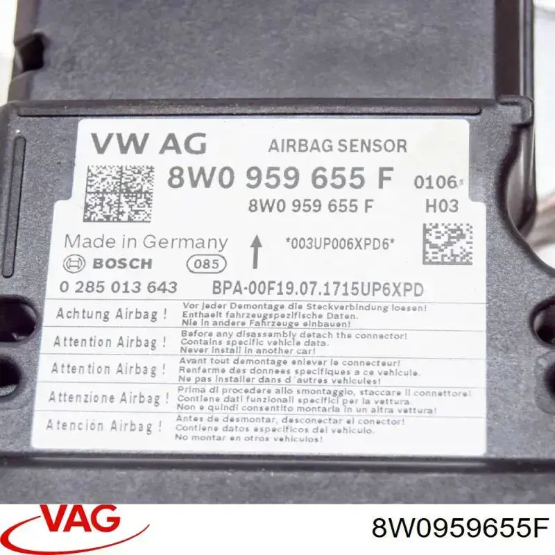 Sterownik poduszki bezpieczeństwa VAG 8W0959655F cena, od 298,02 USD