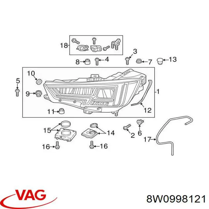 Wsponik (adapter) mocowania reflektora przedniego lewego VAG 8W0998121 cena, od 23,41 USD