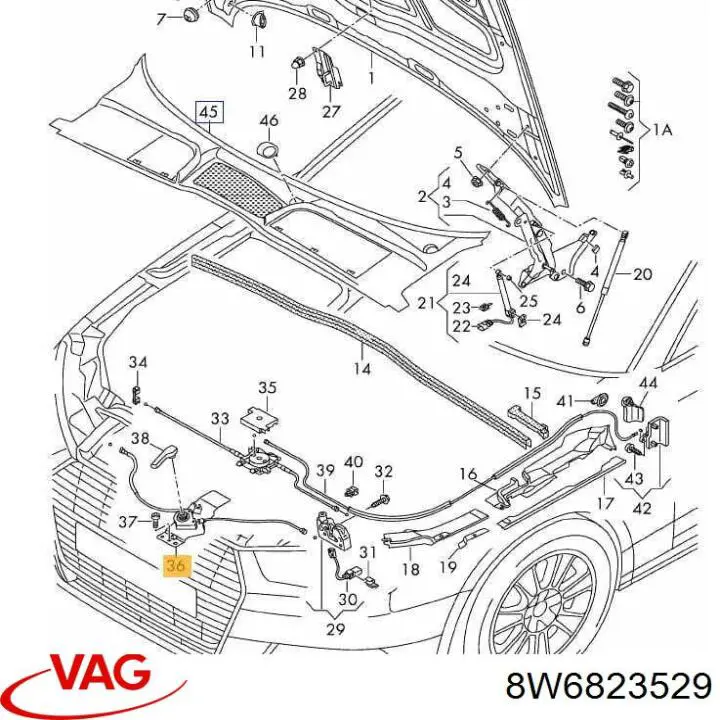 Linka otwierania maski VAG 8W6823529 cena, od 36,49 USD