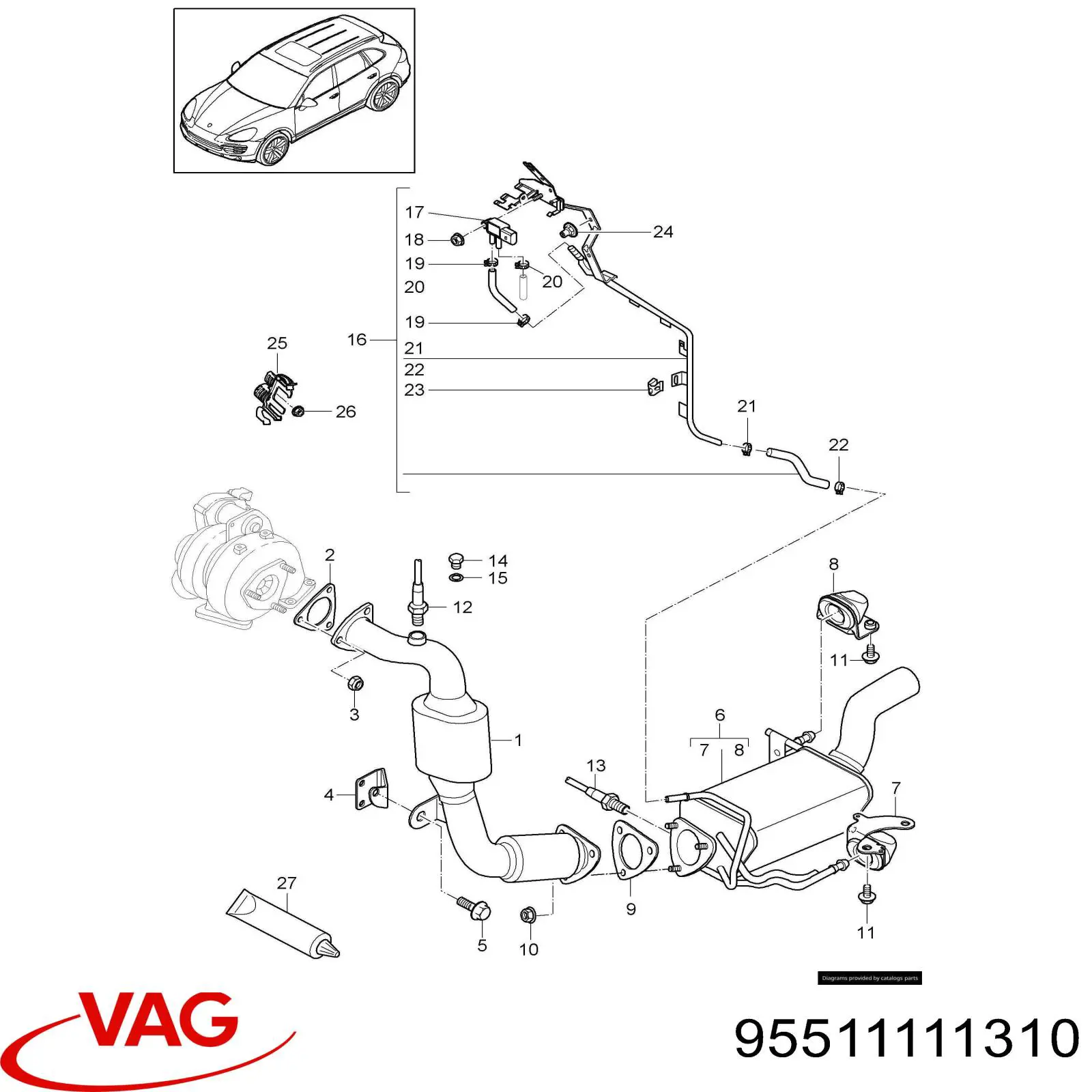 95511111310 VAG uszczelka rury odbiornika tłumika