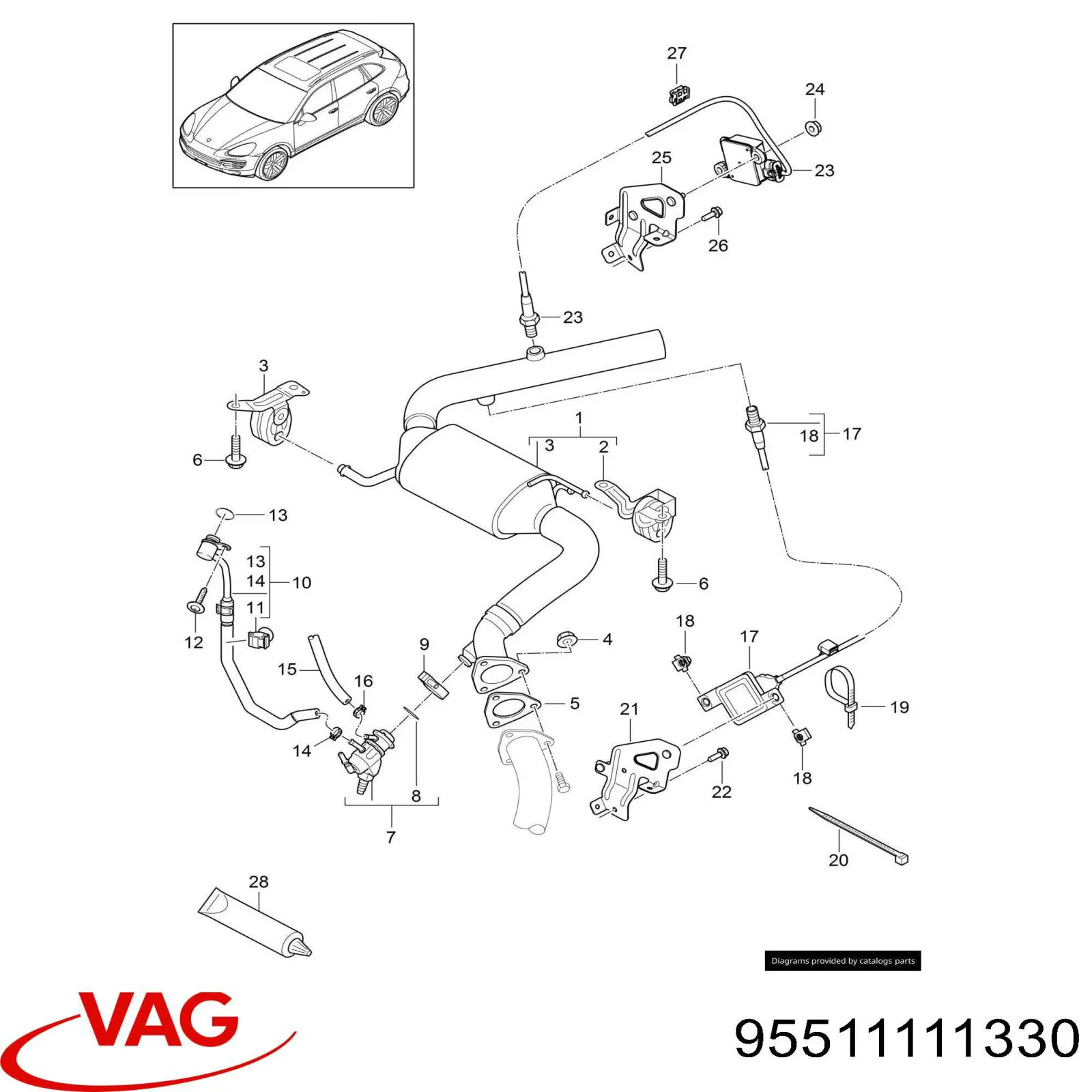 95511111330 VAG uszczelka rury odbiornika tłumika