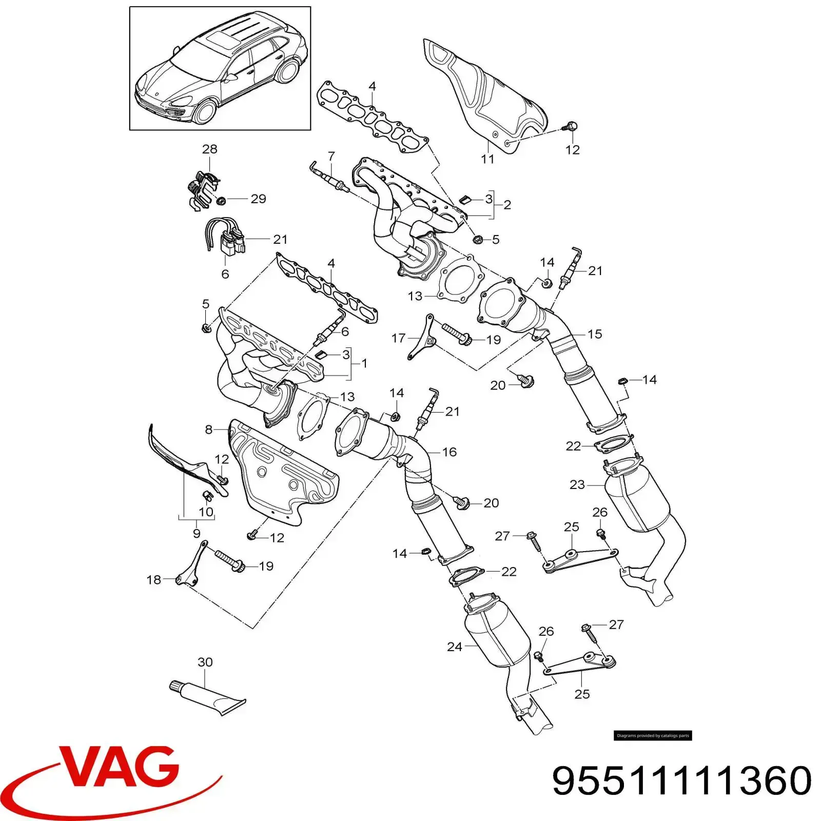 95511111360 VAG uszczelka rury odbiornika tłumika