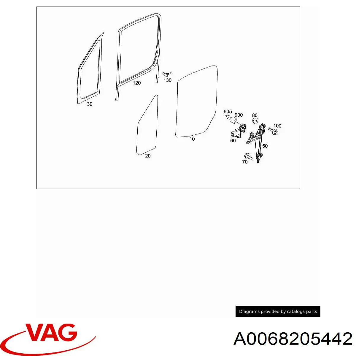A0068205442 VAG Silniczek podnośnika szyby drzwi przednich lewych