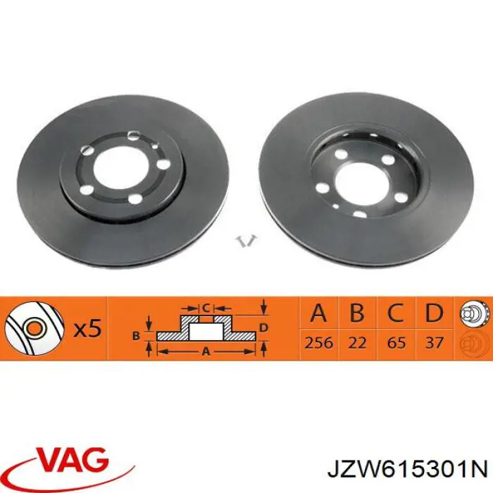 JZW615301N VAG Tarcza hamulcowa przednia