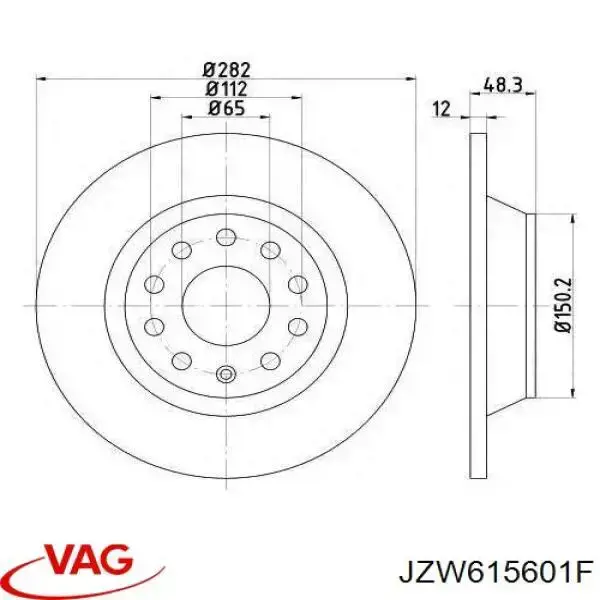 JZW615601F VAG tarcza hamulcowa tylna