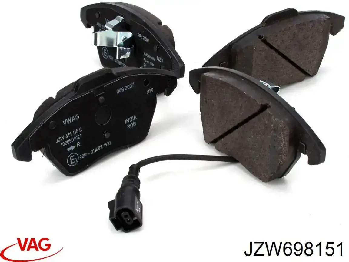 JZW698151 VAG Klocki hamulcowe przednie tarczowe