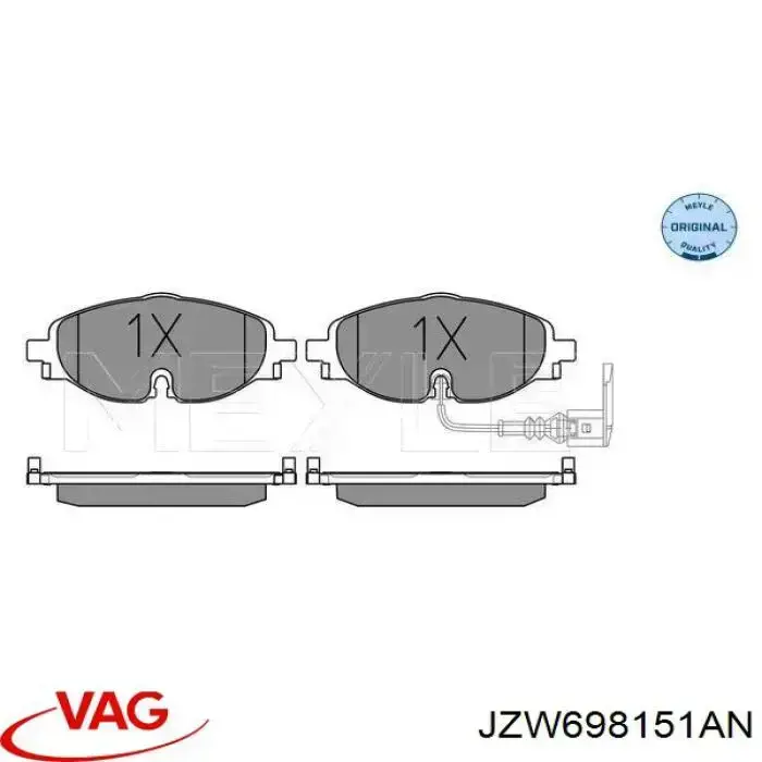 Klocki hamulcowe przednie tarczowe VAG JZW698151AN cena, od 30,11 USD