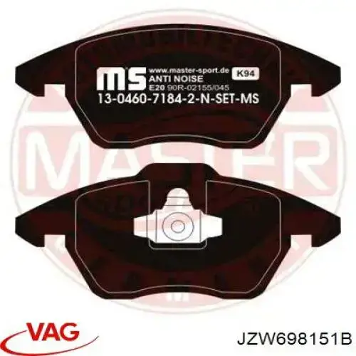 Klocki hamulcowe przednie tarczowe VAG JZW698151B cena, od 53,84 USD