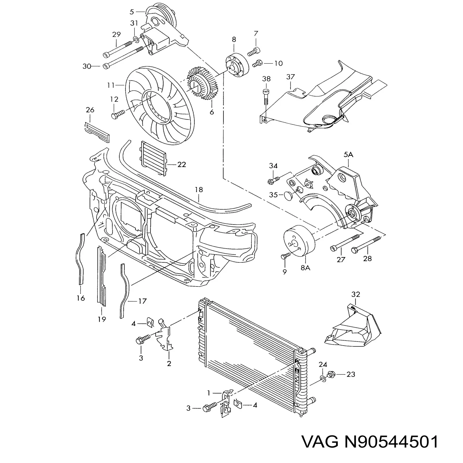 Do koszyka N90544501 VAG Chłodnica silnika