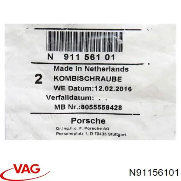  VAG N91156101 cena, od 5,21 USD