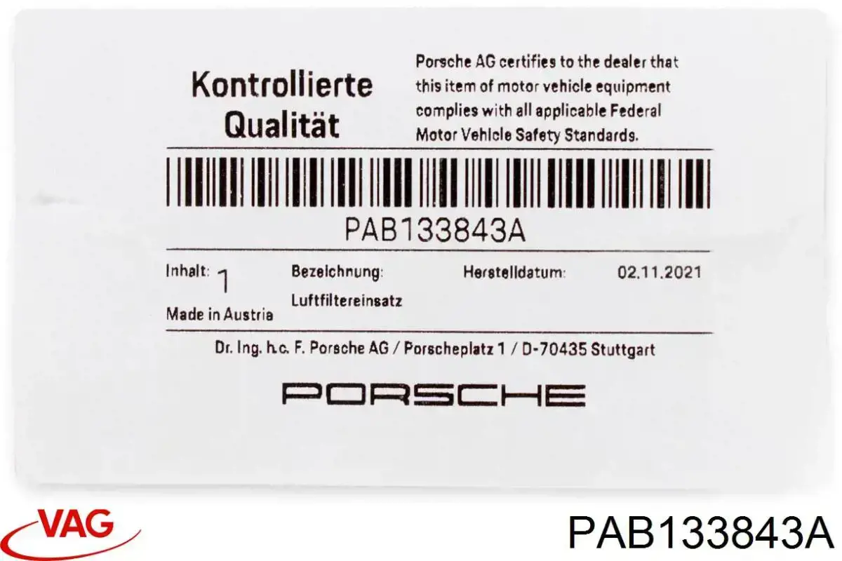 PAB133843A VAG Filtr powietrza