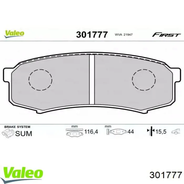 301777 VALEO okładziny (klocki do hamulców tarczowych tylne)