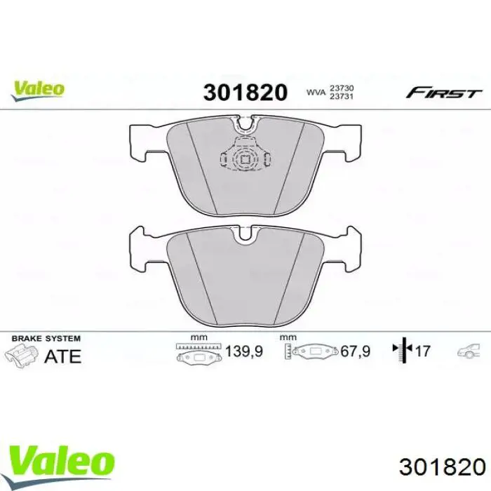 301820 VALEO okładziny (klocki do hamulców tarczowych tylne)