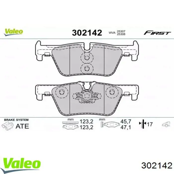 Okładziny (klocki) do hamulców tarczowych tylne VALEO 302142 cena, od 26,42 USD