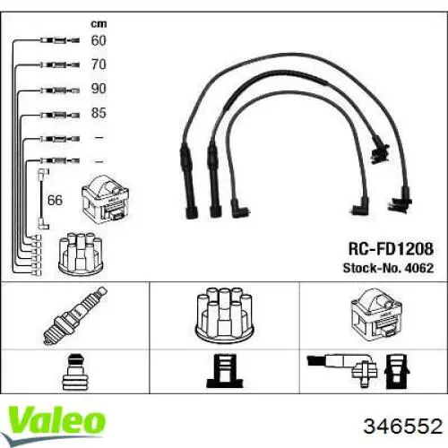 Do koszyka 346552 VALEO Zestaw przewodów wysokiego napięcia