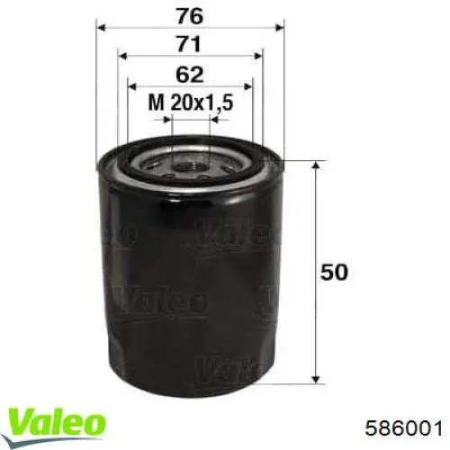 Filtr oleju VALEO 586001 cena, od 7,03 USD