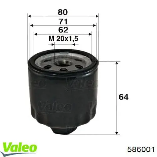 Do koszyka 586001 VALEO Filtr oleju