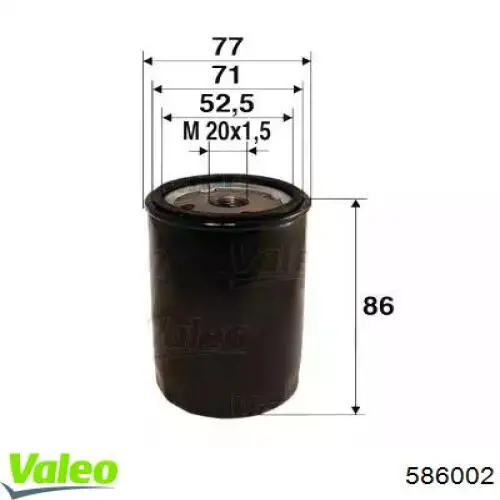 Filtr oleju VALEO 586002 cena, od 7,39 USD