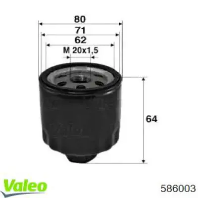 Filtr oleju VALEO 586003 cena, od 7,31 USD
