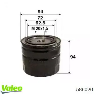 Filtr oleju VALEO 586026 cena, od 11,29 USD
