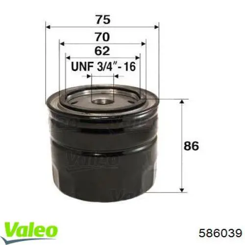 Filtr oleju VALEO 586039 cena, od 7,75 USD