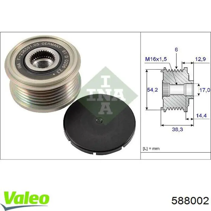Do koszyka 588002 VALEO Koło pasowe alternatora