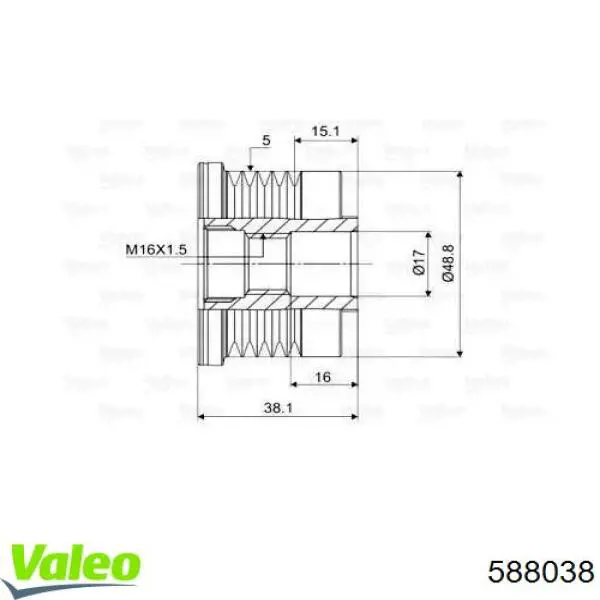 Do koszyka 588038 VALEO Koło pasowe alternatora