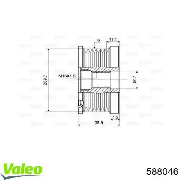 Do koszyka 588046 VALEO Koło pasowe alternatora