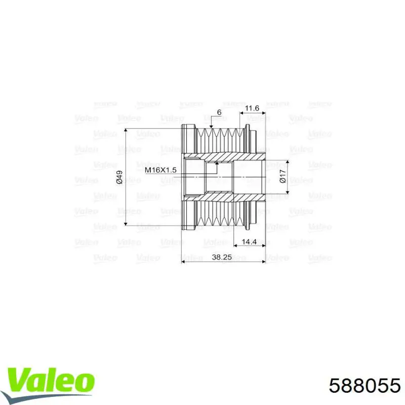 Do koszyka 588055 VALEO Koło pasowe alternatora