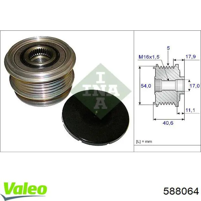 Do koszyka 588064 VALEO Koło pasowe alternatora