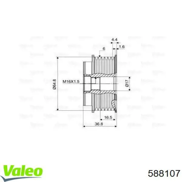 Do koszyka 588107 VALEO Koło pasowe alternatora