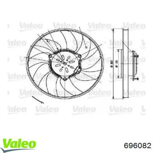 Wentylator elektryczny układu chłodzenia, kompletny (silnik+wirnik) prawy VALEO 696082 cena, od 112,37 USD