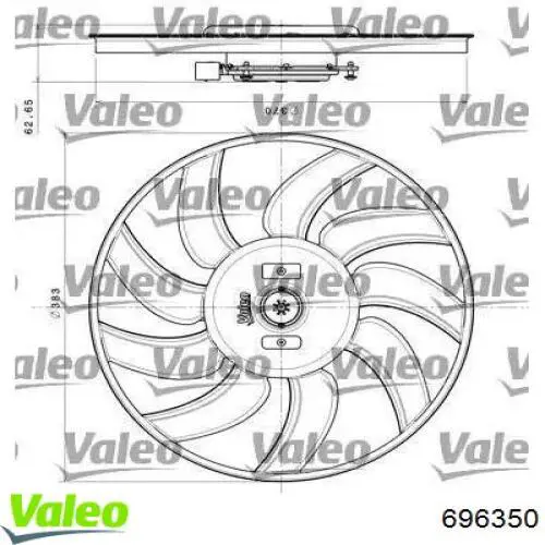 Wentylator elektryczny układu chłodzenia, kompletny (silnik+wirnik) lewy VALEO 696350 cena, od 71,17 USD