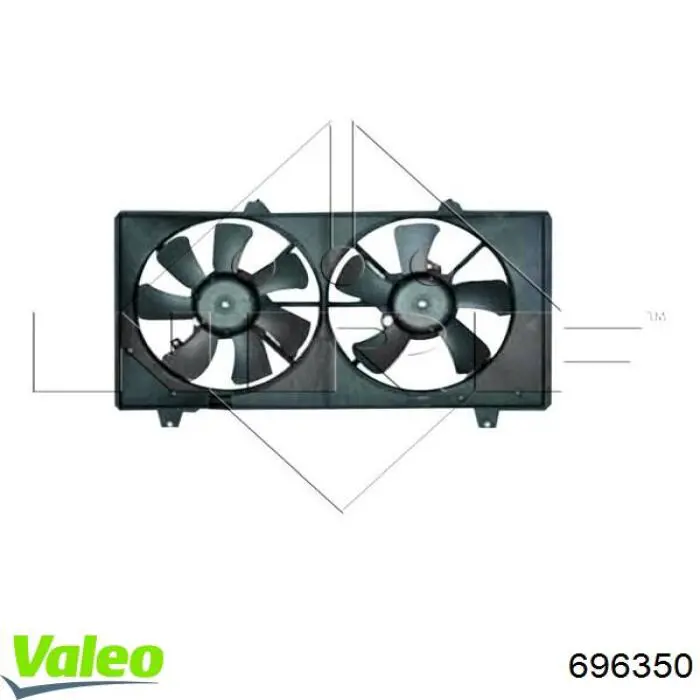 Do koszyka 696350 VALEO Wentylator elektryczny układu chłodzenia, kompletny (silnik+wirnik) lewy