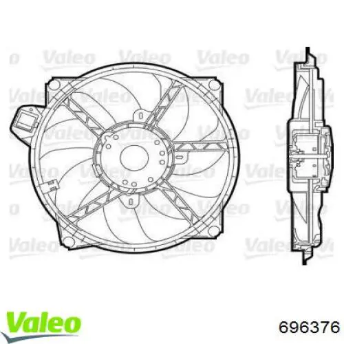 Do koszyka 696376 VALEO Wentylator elektryczny układu chłodzenia kompletny (silnik+wirnik)