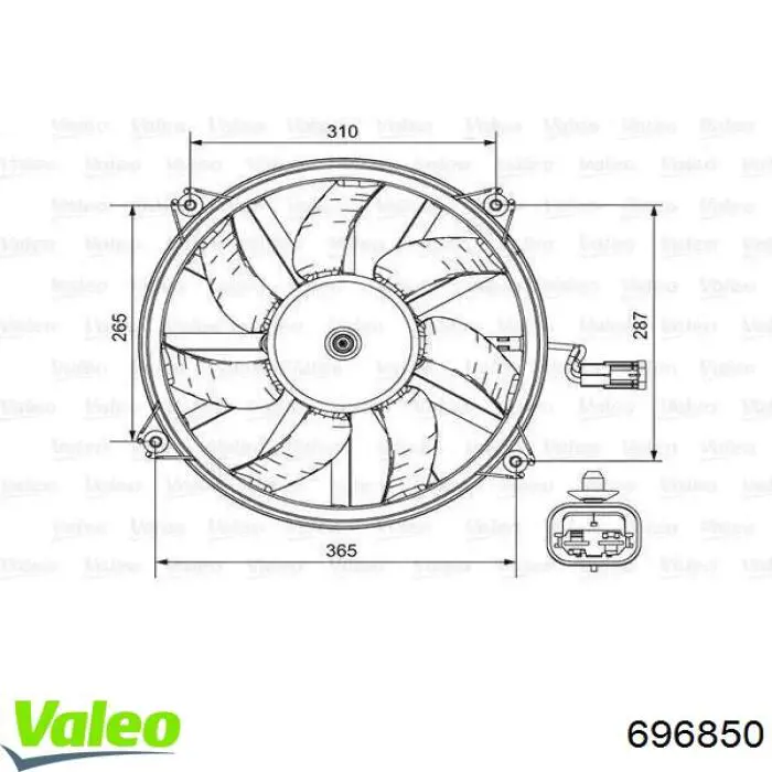 696850 VALEO wentylator elektryczny układu chłodzenia kompletny (silnik+wirnik)