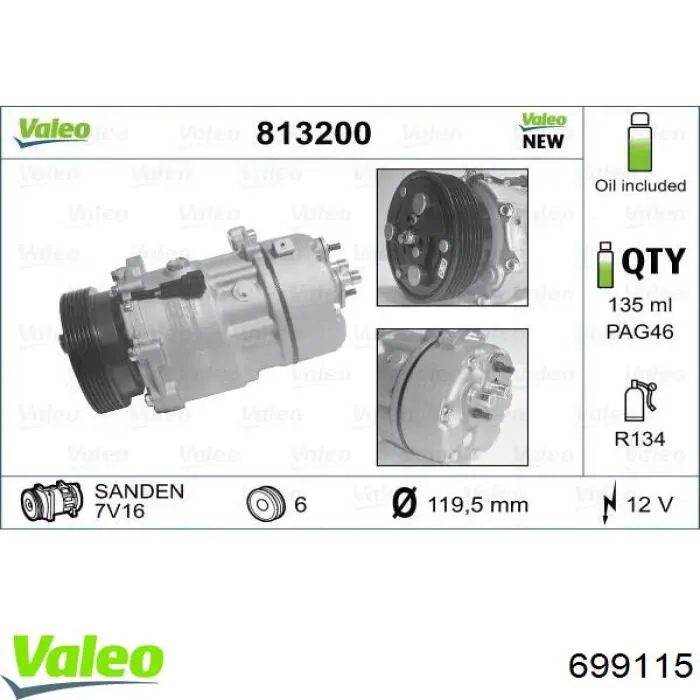 Do koszyka 699115 VALEO Sprężarka klimatyzacji