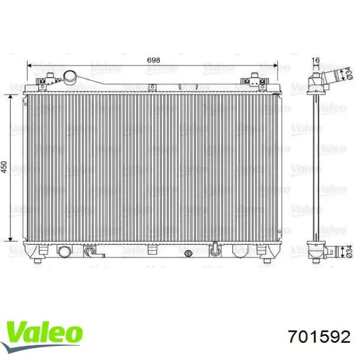 Chłodnica silnika VALEO 701592 cena, od 130,71 USD