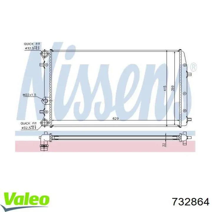 Chłodnica silnika VALEO 732864 cena, od 60,49 USD