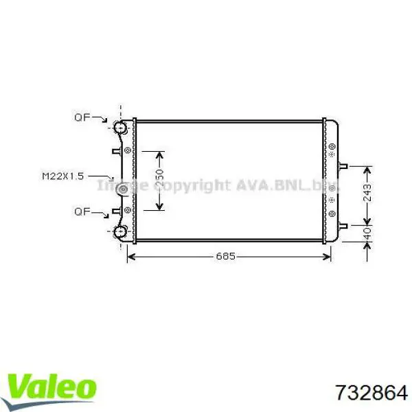 Do koszyka 732864 VALEO Chłodnica silnika