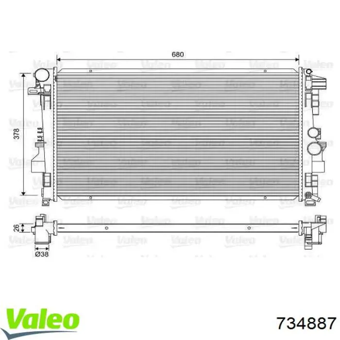 Chłodnica silnika VALEO 734887 cena, od 111,99 USD