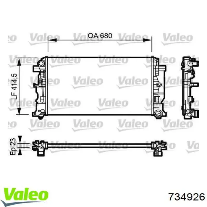 Chłodnica silnika VALEO 734926 cena, od 110,53 USD