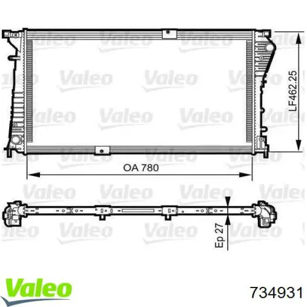 Chłodnica silnika VALEO 734931 cena, od 166,47 USD