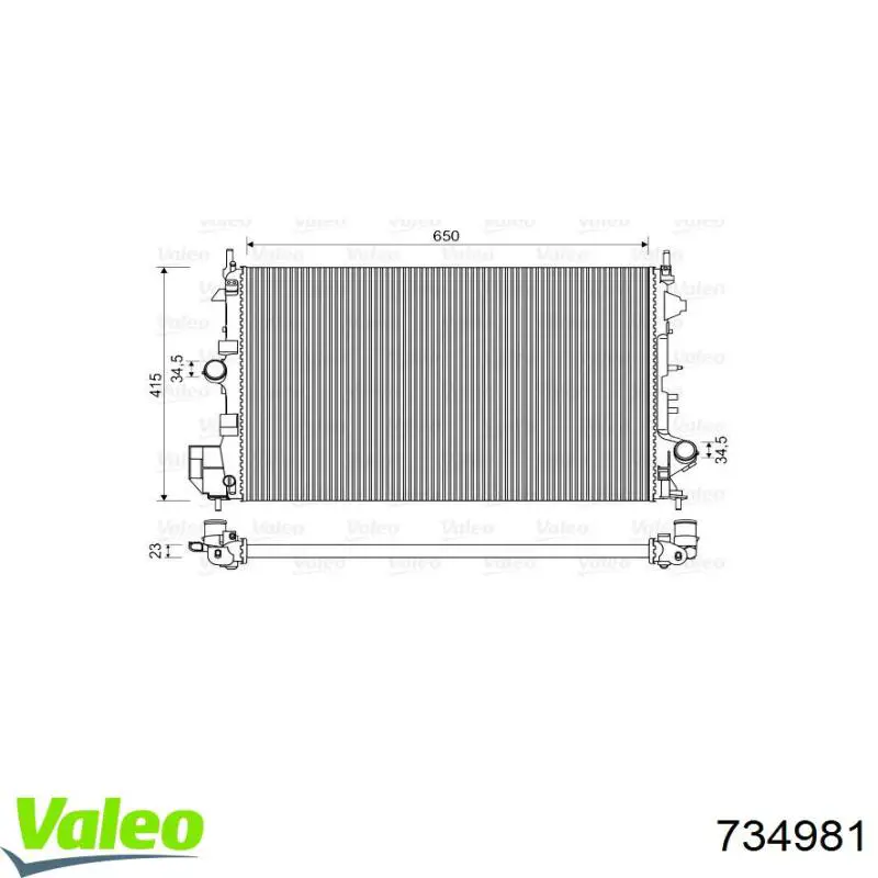 Chłodnica silnika VALEO 734981 cena, od 118,06 USD