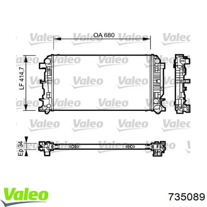 Chłodnica silnika VALEO 735089 cena, od 185,07 USD