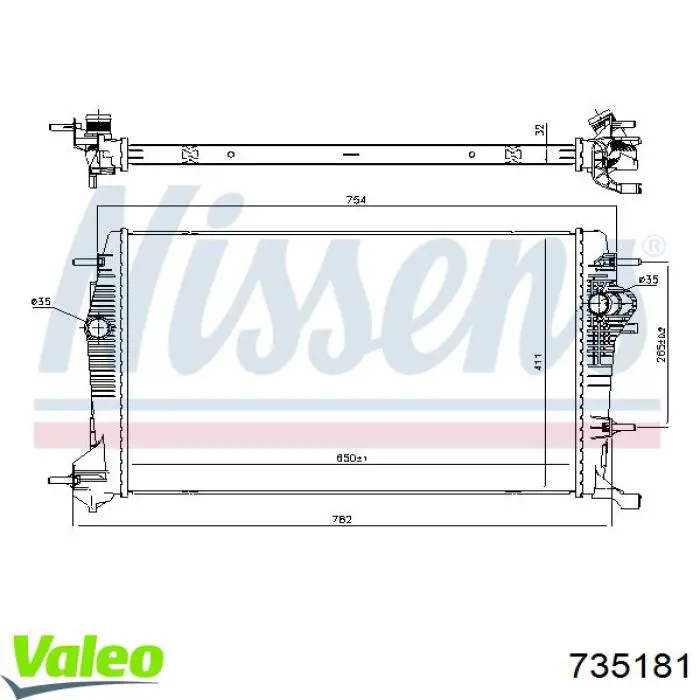 Chłodnica silnika VALEO 735181 cena, od 126,16 USD