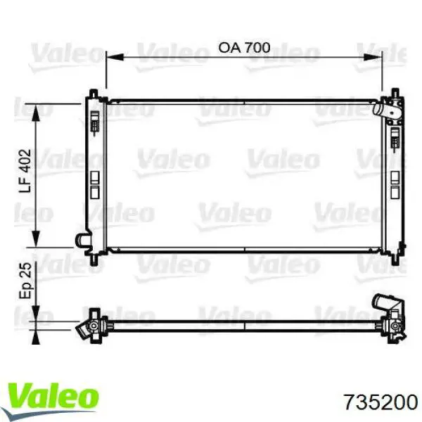 Chłodnica silnika VALEO 735200 cena, od 112,39 USD