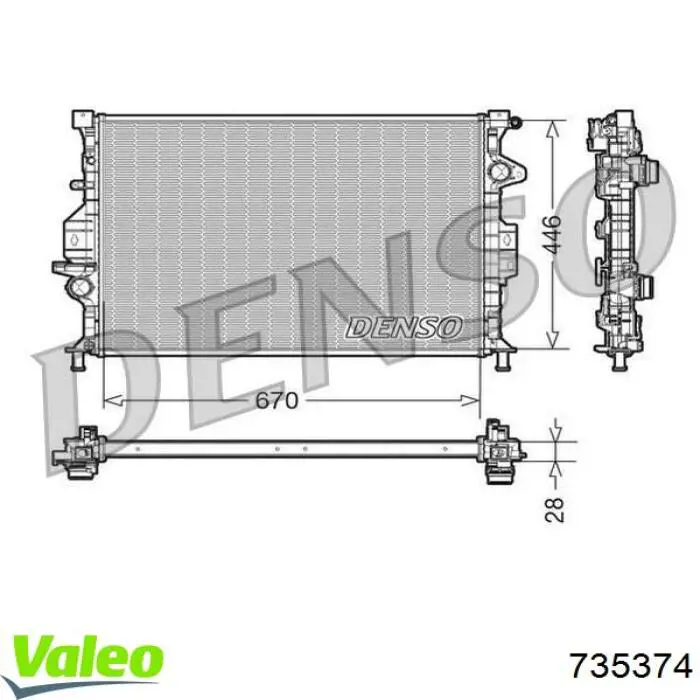 Do koszyka 735374 VALEO Chłodnica silnika