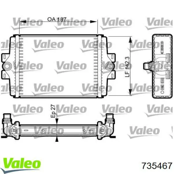 Chłodnica silnika dodatkowa VALEO 735467 cena, od 79,37 USD