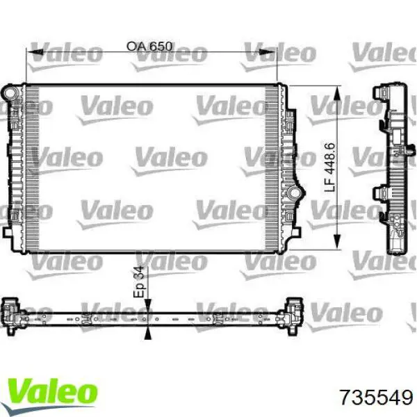 Chłodnica silnika VALEO 735549 cena, od 183,38 USD